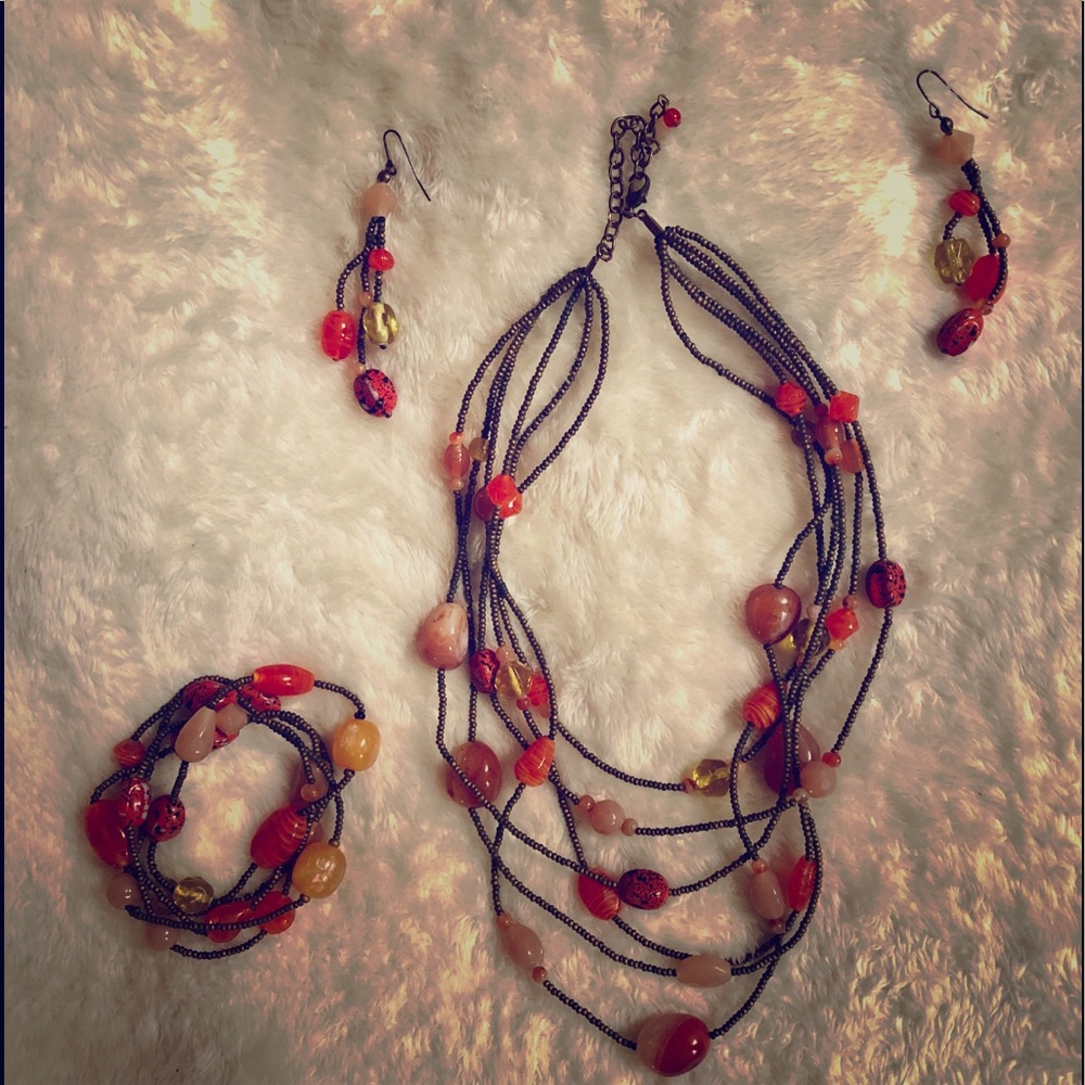 Classic orange jewelry set with a hint of yellow!!